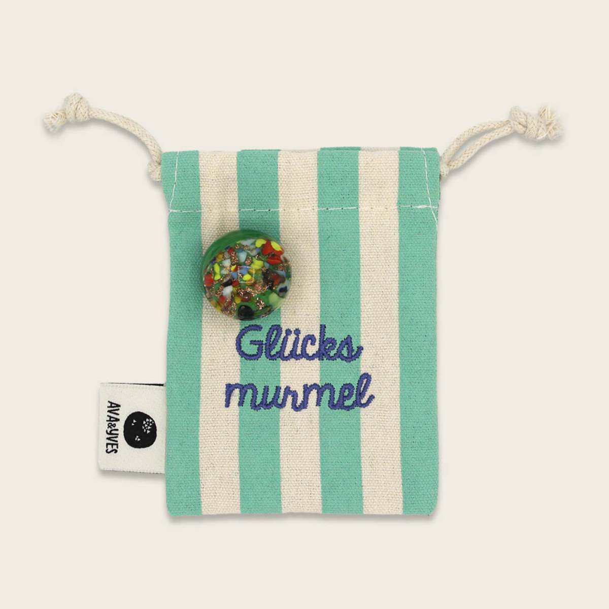 Glücksmurmel mit Konfetti-Steinchen - Mint