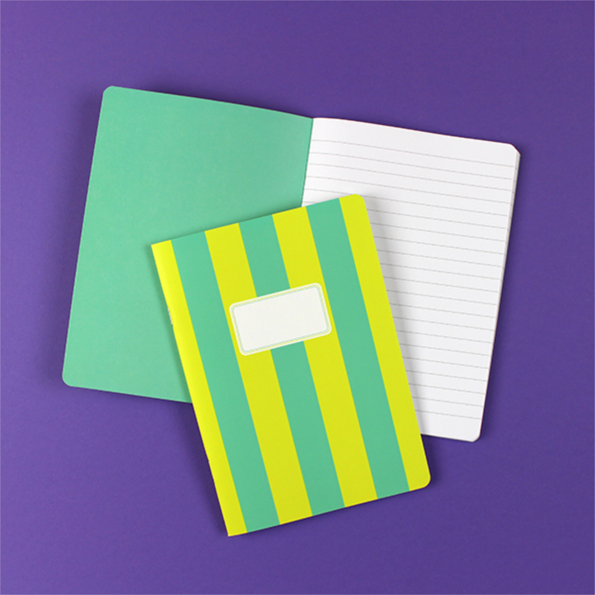 Notizheft Streifen - Mint/Lemon