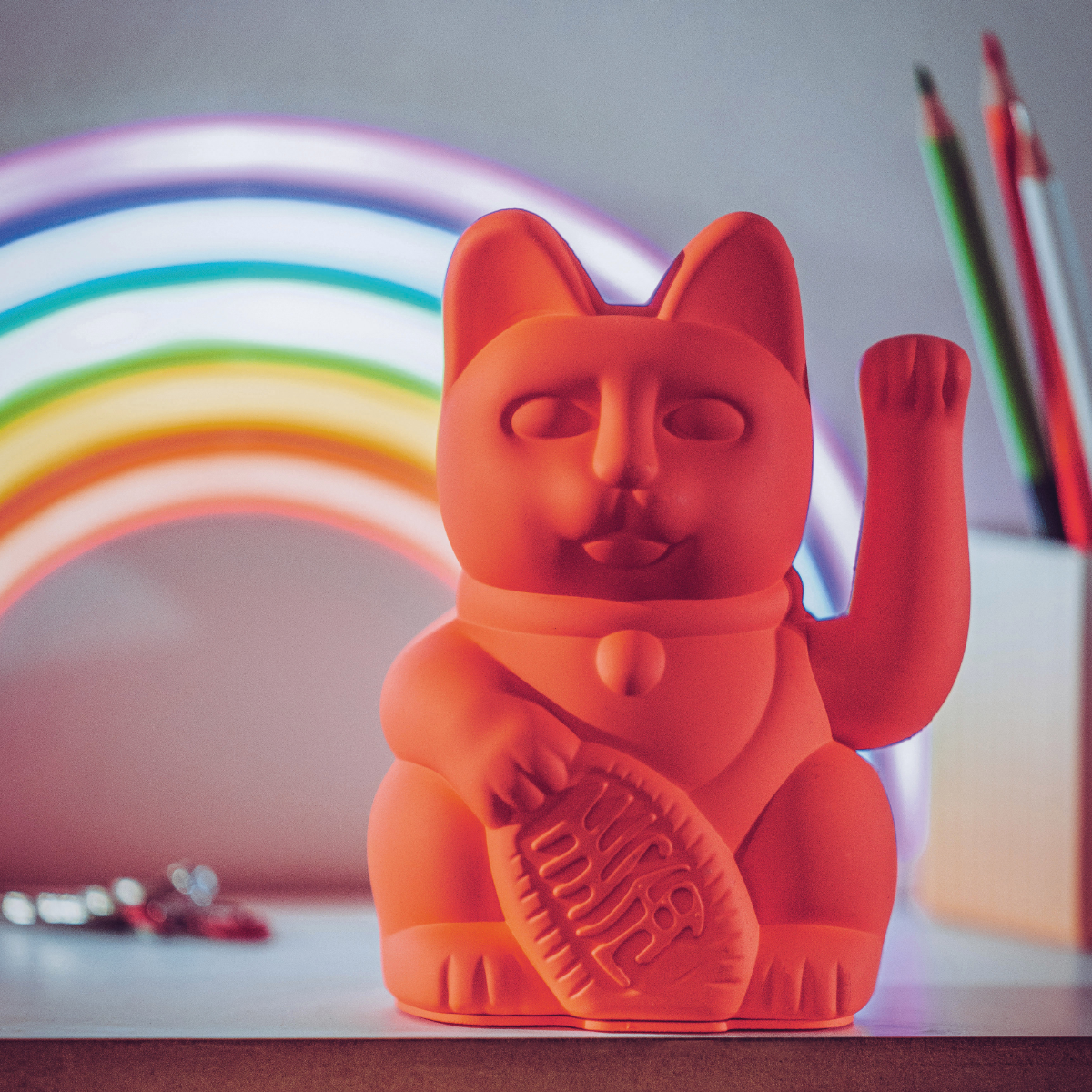 Lucky Cat Classic - Neon Orange
