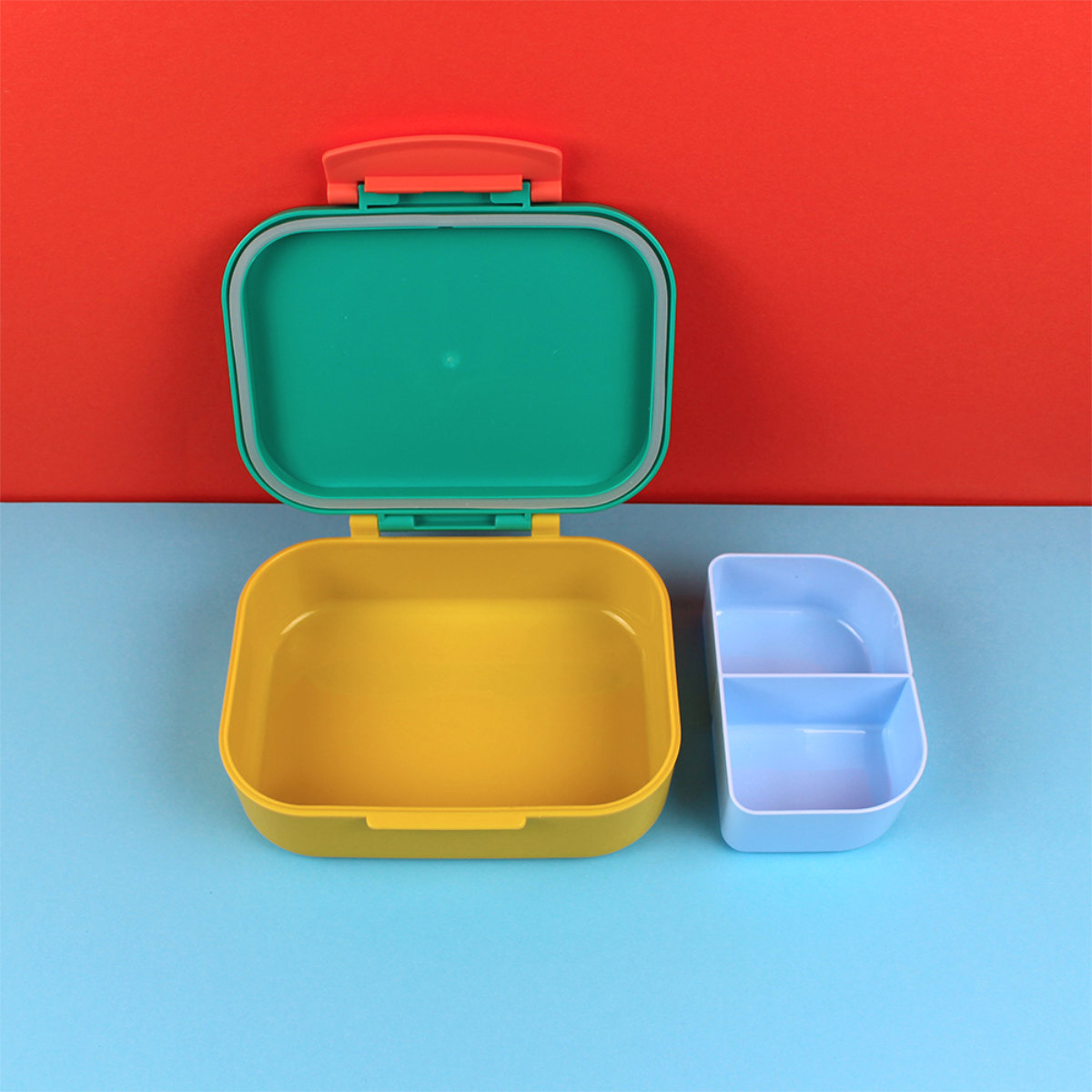 Lunchbox Smile - Grün/Ocker/Hellblau