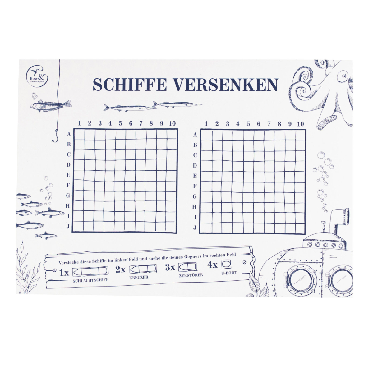 Maritimer Spielblock - Schiffe versenken