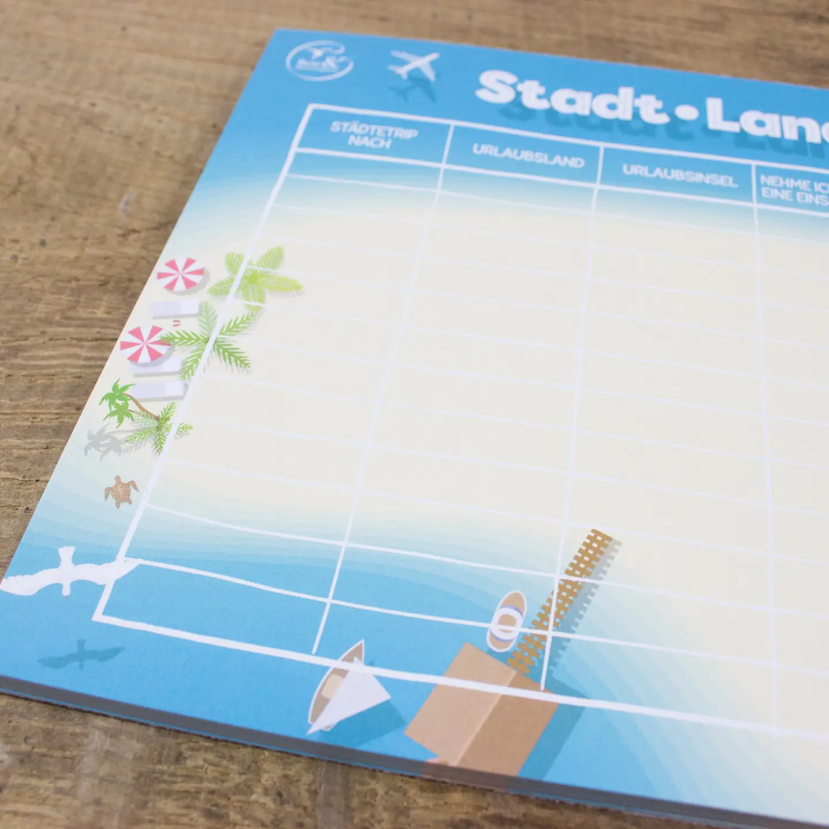 Maritimer Spielblock - Stadt Land Urlaub