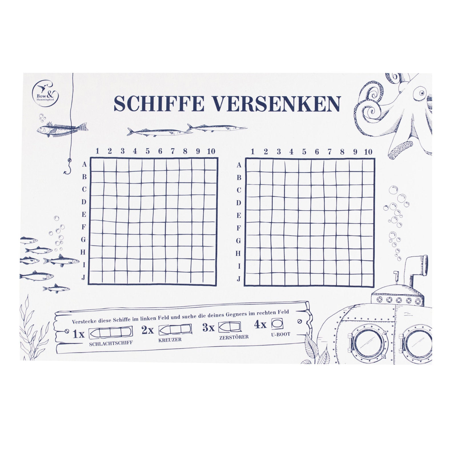 Block "Schiffe versenken"- bow & hummingbird