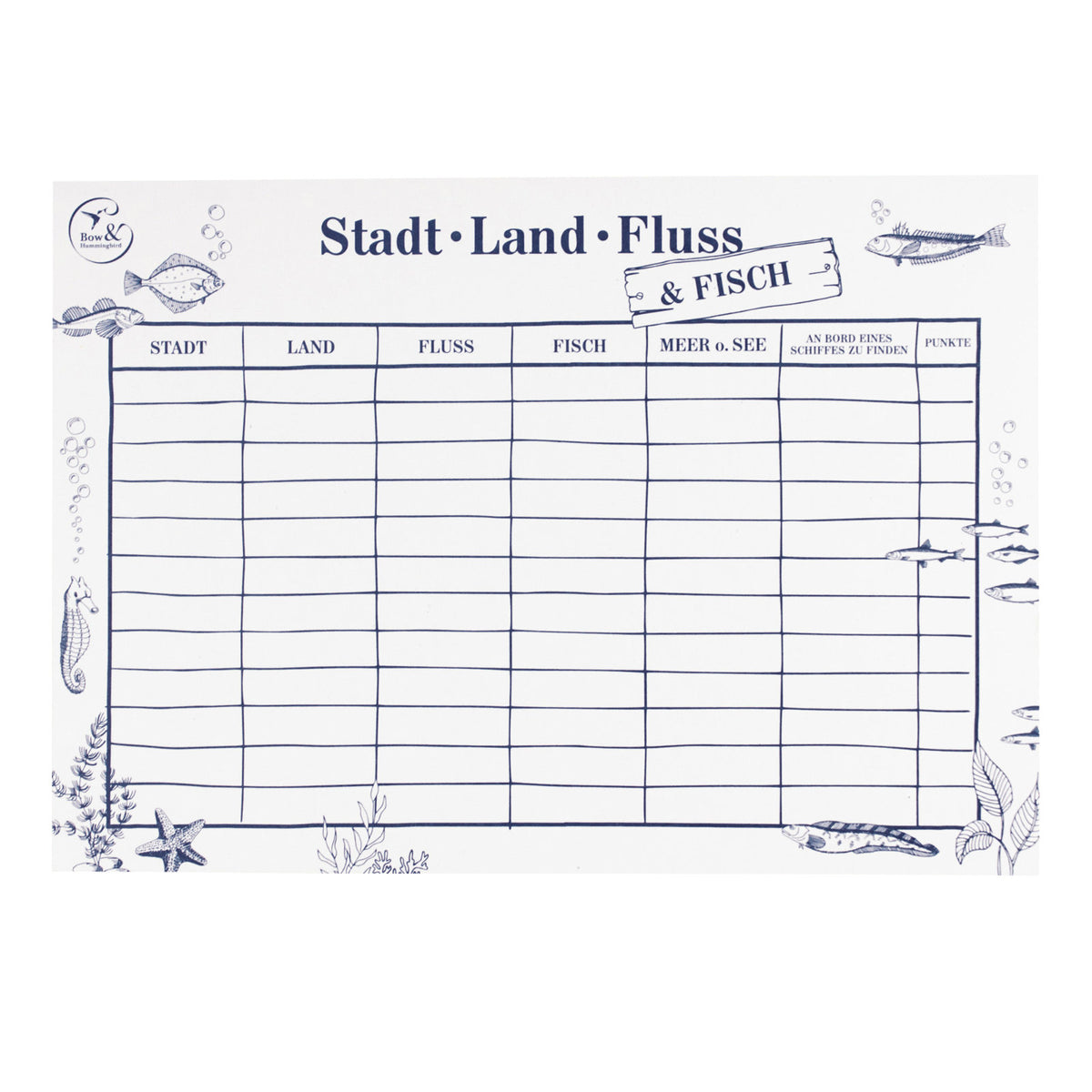 Block &quot;Stadt, Land, Fluss &amp; Fisch&quot;- bow &amp; hummingbird