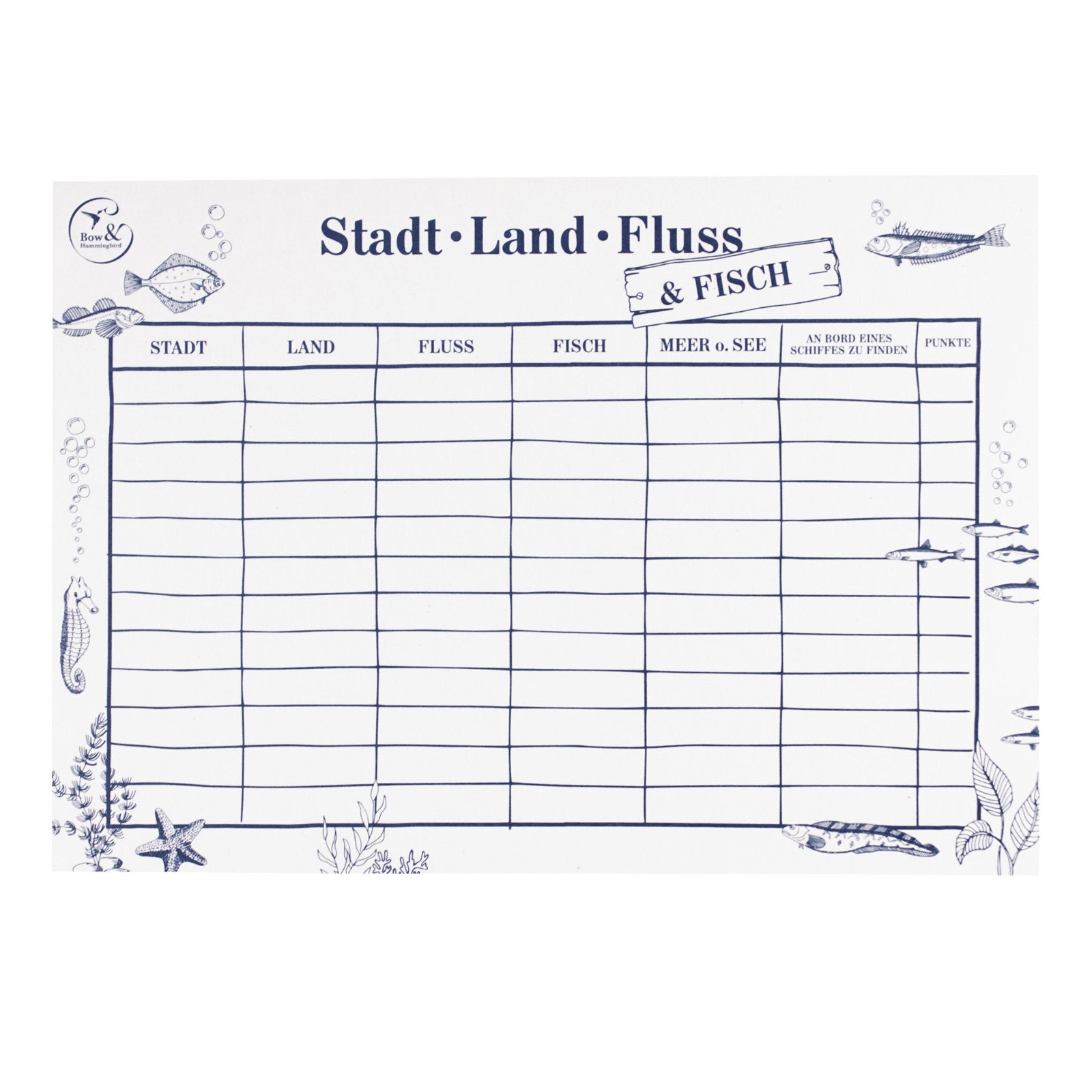 Block "Stadt, Land, Fluss & Fisch"- bow & hummingbird