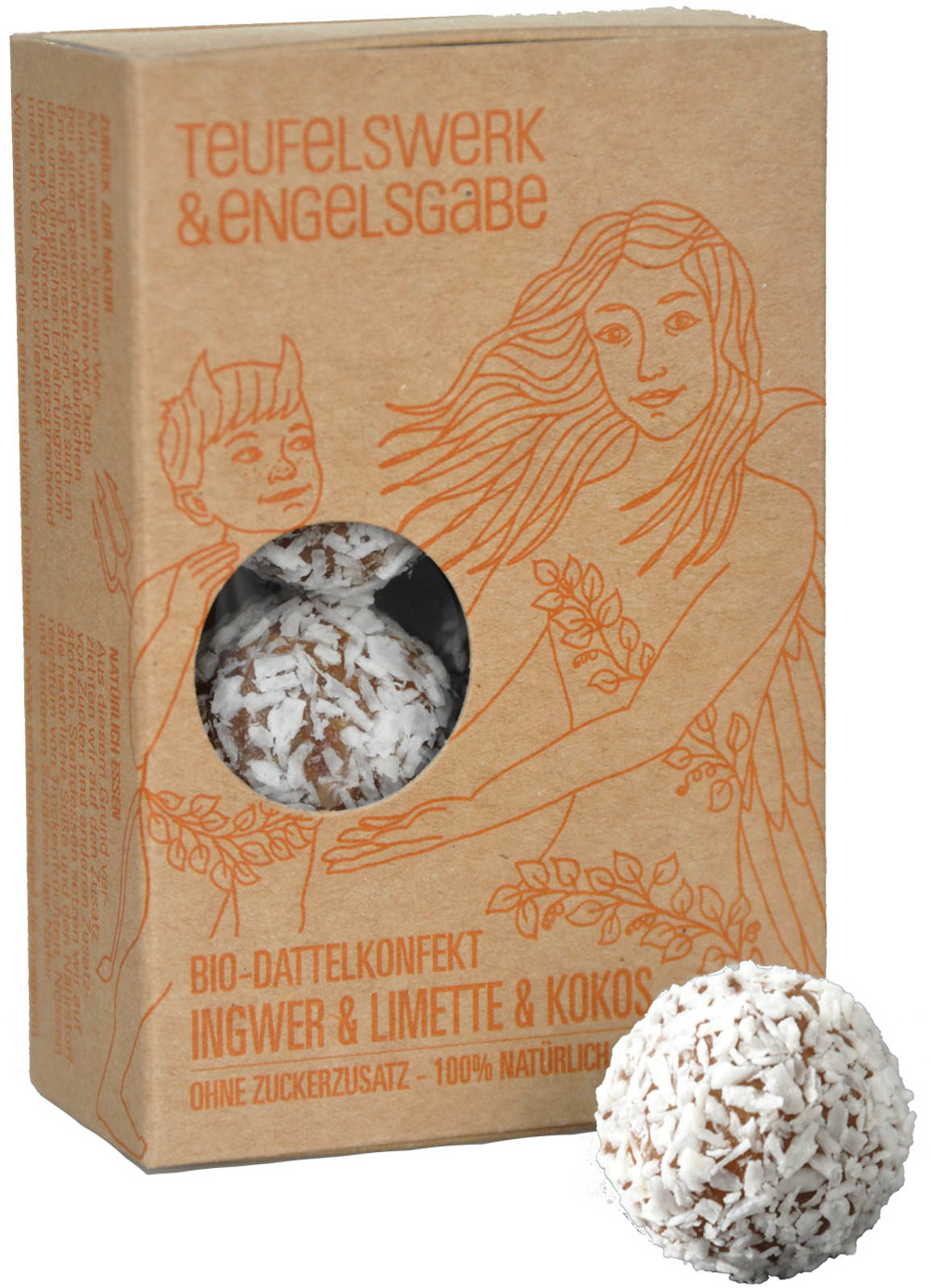 Dattelkonfekt Ingwer, Limette & Kokos  - Teufelswerk & Engelsgabe