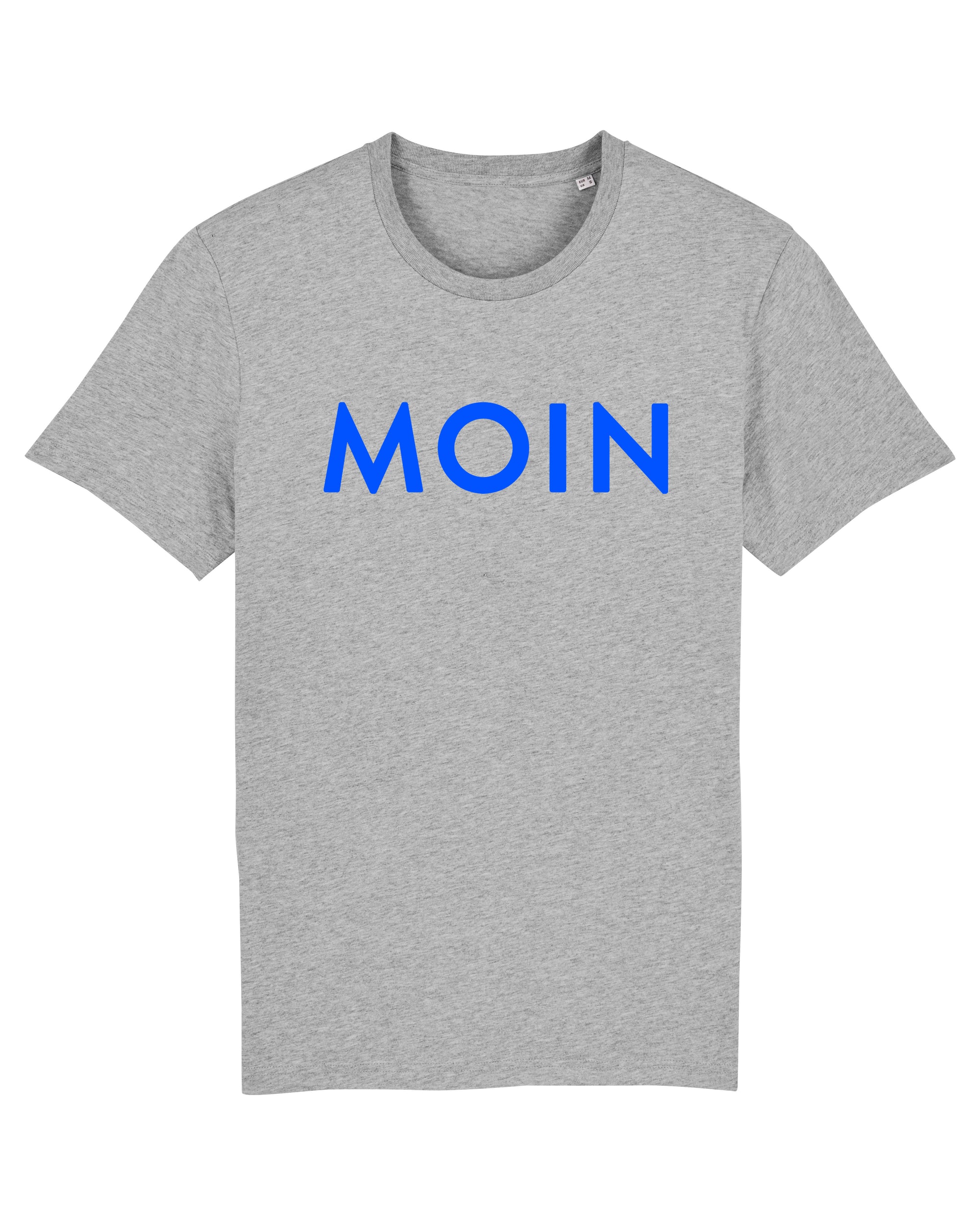 T-Shirt "Moin" Heather Grey/Neonblau